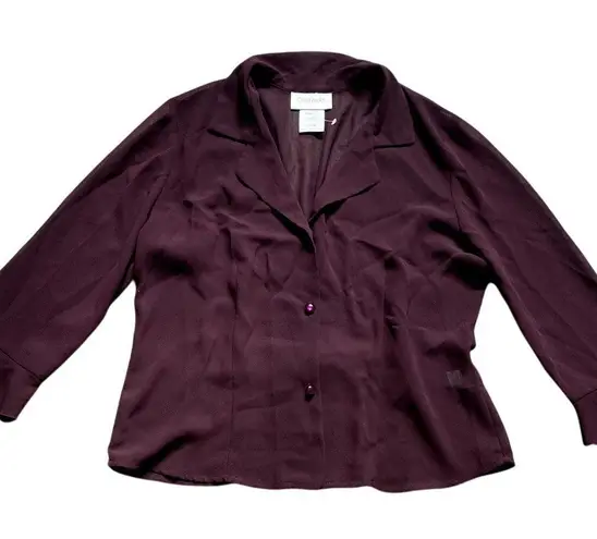 Vintage 90s Sheer Slinky Burgundy Blouse 12 Silky Model Off Duty Fairy Grunge Red