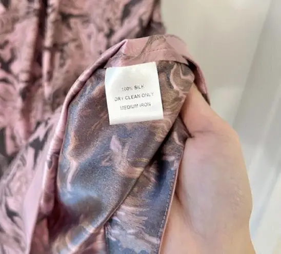 Peruvian Connection 100% Silk Elegant Marble Swirl Sheath Midi Dress Size 8