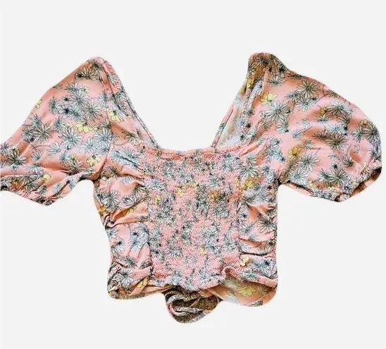 Sophie Rue Women's Ruched Crop Top Dusty Mauve Floral, Size Extra Small Pink