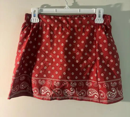 Offline by Aerie Red Bandana Print Skort Size Small | Boho Casual Mini Shorts