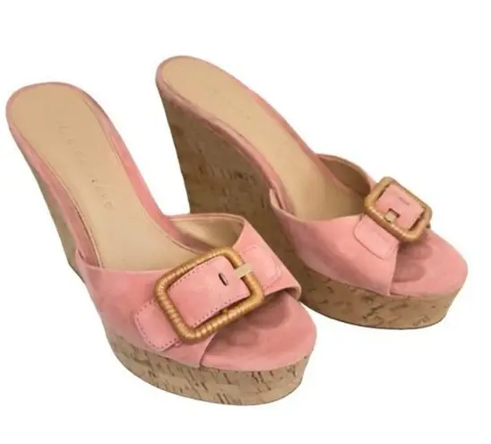 Veronica Beard Donata Suede Sandals Wedges in Pink