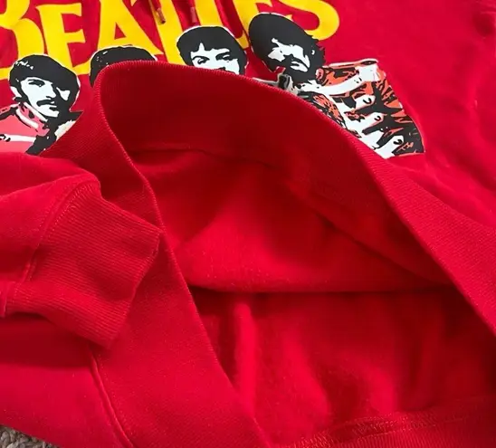 The Beatles Women’s Long Sleeve Hooded Pullover Sweatshirt Red Yellow Graphic M Size M