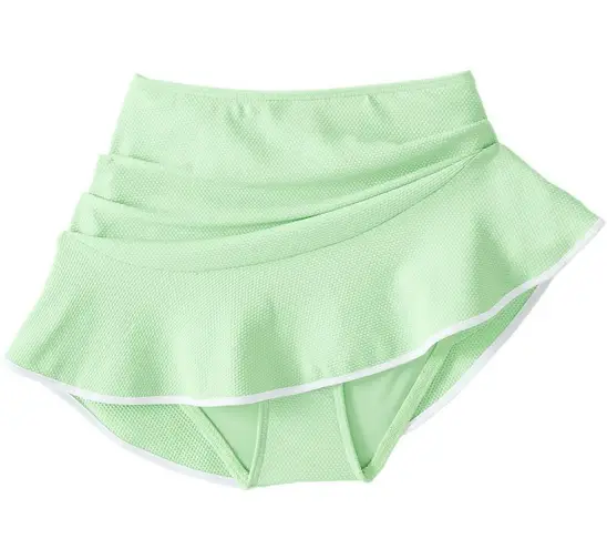 Lands End Women's Pique Ruffle Hem Mini Swim Skirt Sage Light mint green Size 16