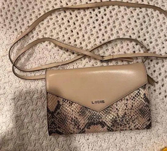 Lodis Tan and Brown Snake Print Women's Crossbody Bag