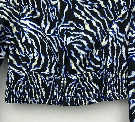 Live 4 Truth ANIMAL PRINT BALLOON PUFF LONG SLEEVES CROPPED BLOUSE Sz Large SMOCKED WAIST