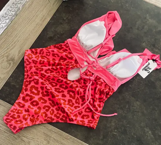 One Piece SPORLIKE Women Swimsuit V-Neck Ruffle Bathing Suit Padded Monokini