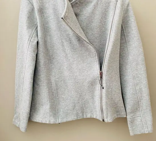 CALIA by Carrie Underwood Effortless Knit Moto Jacket/Sweatshirt Gray Sz…
