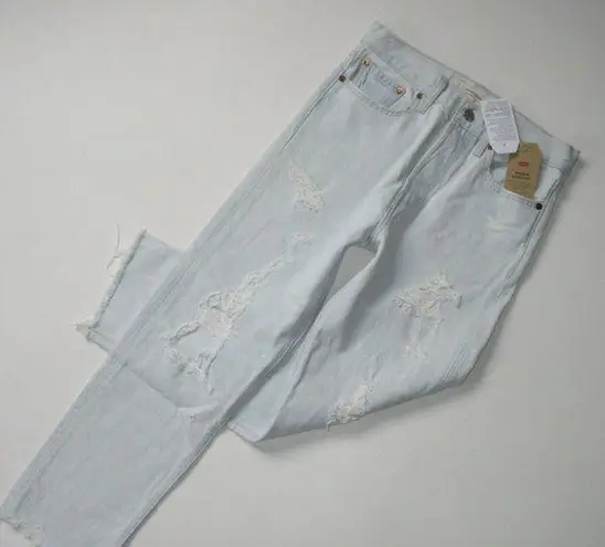 Levi's NWT  Wedgie Straight in Thin Ice Destroyed Rigid Denim Crop Jeans 28 $128