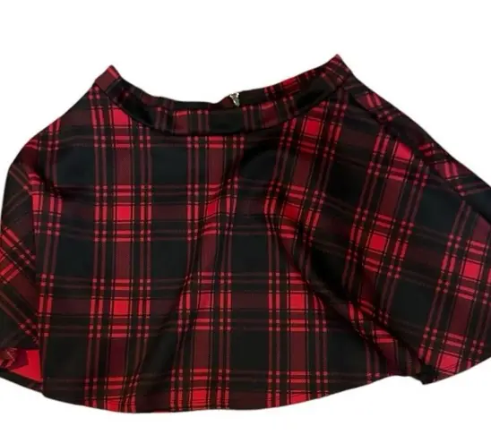 Hot Topic  Black & Red Plaid O-Ring Skater Skirt Large