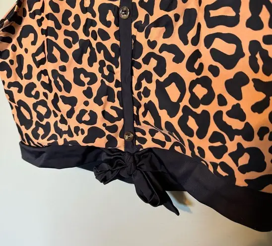 REEF Coral  Kylie Leopard Print Swim Top size M, 8-10