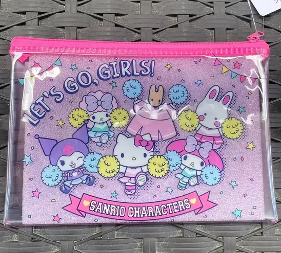 Sanrio Pink Blue Zipper Bag Double Sided With Multiple Characters