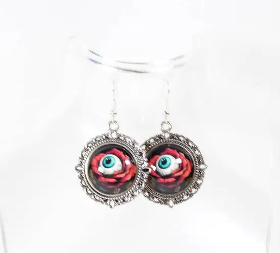 Handmade Gothic Victorian "Beauty is in the Eye of the Beholder" Rose Eyeball Earrings
