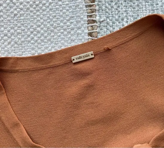 Cult Gaia Mustard Yellow Long Sleeves Wrap Around Pullover Sweater Women’s Small