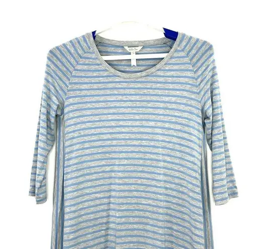 Matilda Jane Blue Gray Her Majesty Striped Dress Womens Large Handkerchief Hem