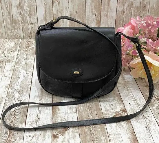 Vintage BALLY Black Leather Crossbody Bag
