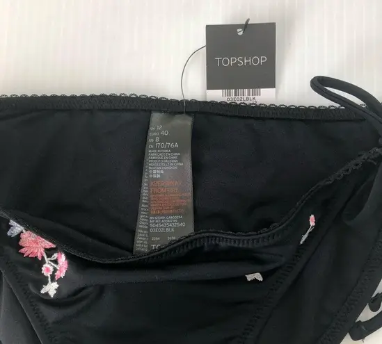 Topshop  NWT Tie Side Black Bikini Bottoms, 8