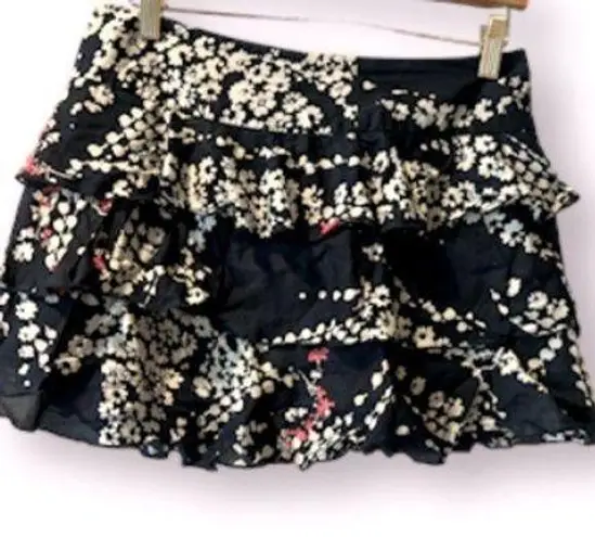 Y2k Express tiered ruffle floral miniskirt Blue Size undefined