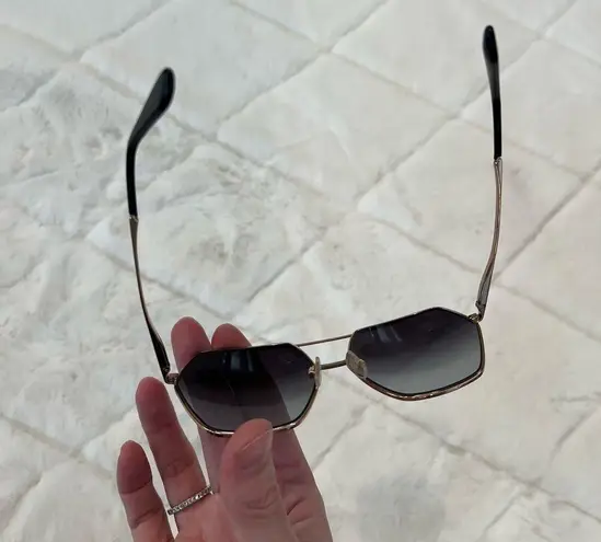 Dolce & Gabbana DG2157 Gold Aviator Polarized Polygon Sunglasses Black