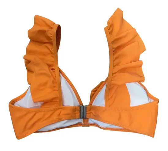 Women’s Orange Ruffle Bikini Swimwear Top Size Small NWOT