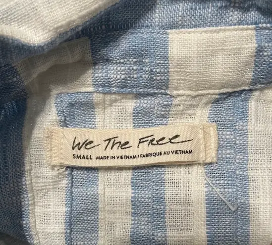 We The Free blue striped raw hem cropped shirt