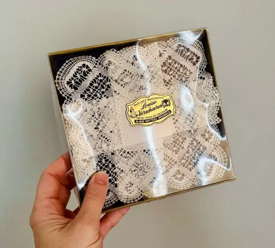 Vintage Louise Verschueren Ivory Lace Embroidered Handkerchief White