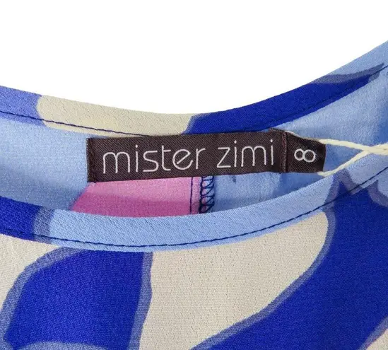 Mister Zimi Lily Dress In Blue Camellia Blue and White Floral Sleeveless Size 8