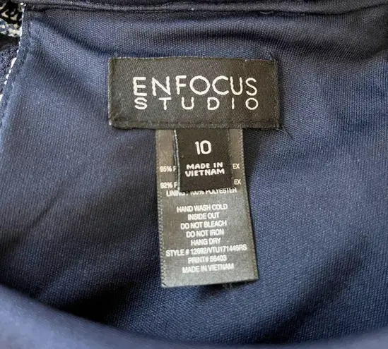 Enfocus Studio Dress 10 Navy Floral Sleeveless Keyhole Stretch