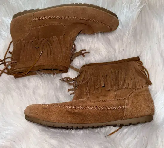 Makalu Canyon Brown Moccasin Fringe Booties size 7