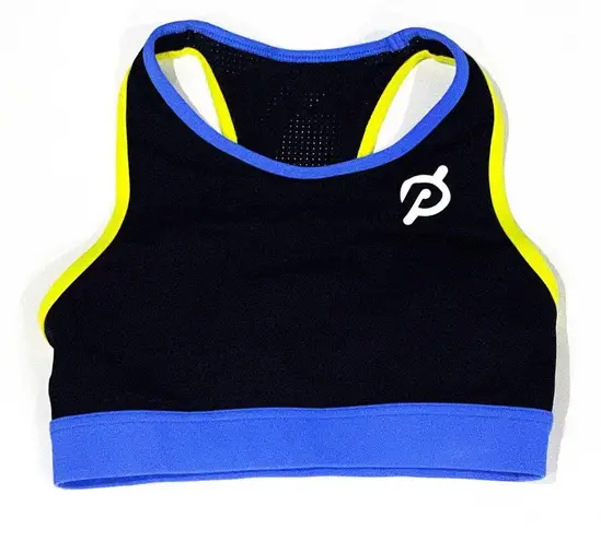 Peloton S Colorblock Racerback Sports Bra Black Lime Blue Mesh Cutout