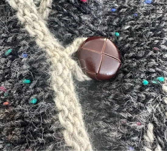 Vintage R.E.I. 100% Wool Speckled Knit Collared Chunky Knit Sweater Gray Size L