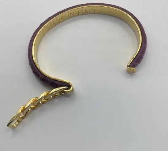 Vintage Red Wine/Gold Colored Snakeskin Bracelet Vtg Made In Italy Womens Purple