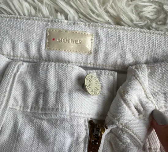 MOTHER Denim Mother The Mid Rise Dazzler Crop Whipping The Cream Pink Racer Size 26