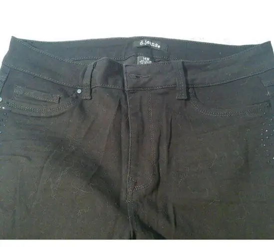 D. Jeans Black Rhinestone Stripe Jeans Size 14 W