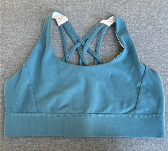 Stylish Teal Sports Bra with Crisscross Back size medium Blue