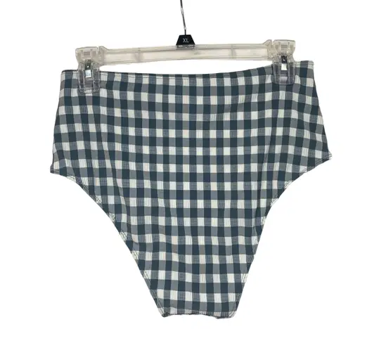 Faithfull the Brand Womens Blue Check Print Swim Bottom L