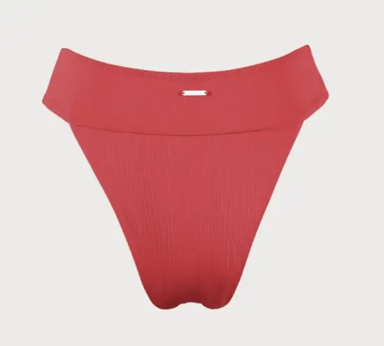Berlook Red Ribbed High Cut Wide Waistband Bikin Bottom ONLY 70 Size L