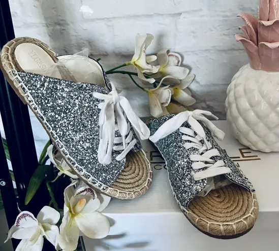 Boutique Sparkly Espadrille Slip Ons