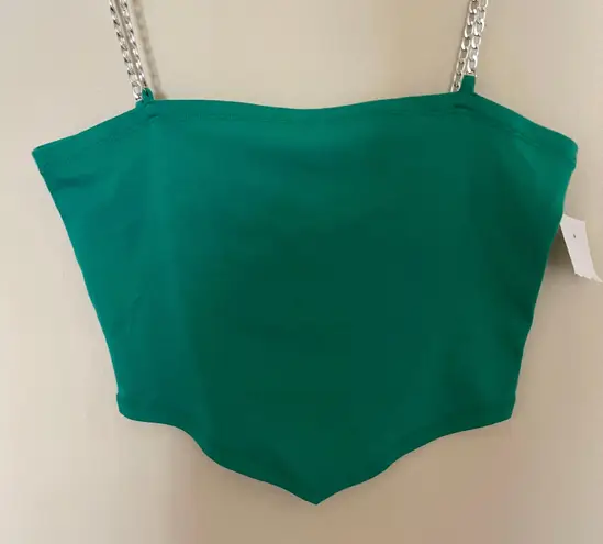 Fleurish Nwt  green halter crop top metal straps size medium