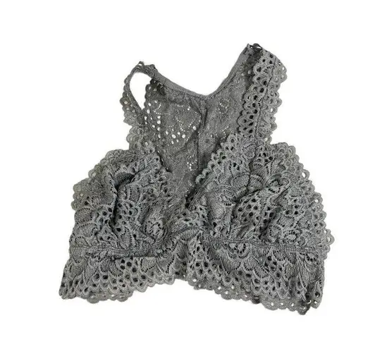 Altar'd State  Intimately Lace Bralette Bra Gray Racer Back Women's Sz Small