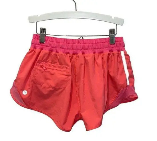 Lululemon Womens Drawstring Flat Front Running Athletic Shorts Coral Pink Size 6