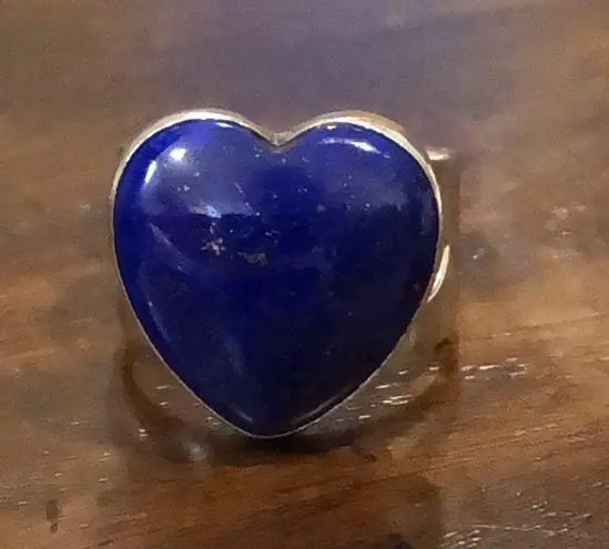 Sterling Silver JAY KING DTR Lapis Lazuli Heart Shaped Cabochon Ring Sz 8-3/4