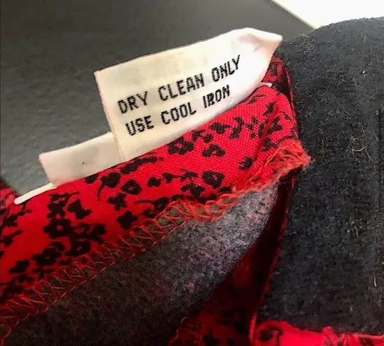 Vintage 80s Elizabeth Adams Western Paisley Red & Black Dress Shoulder Pads sz 8 Multiple