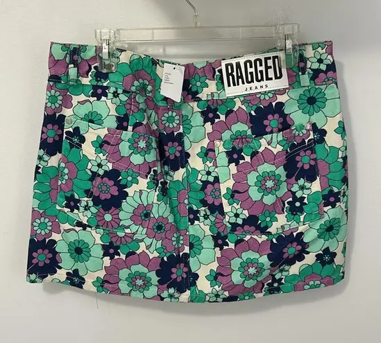 The Ragged Priest Ragged Jeans Retro Floral Denim Mini Skirt