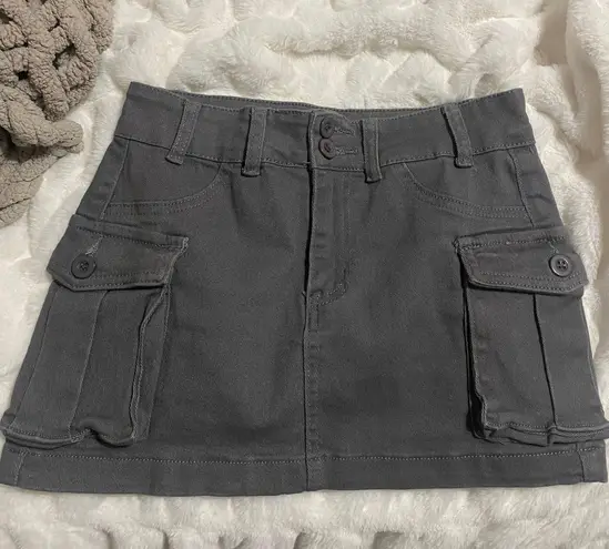 Dark Grey Cargo Skirt Gray