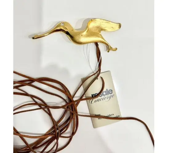 Christopher Ross Gold Bird Buckle with Suede Thin Waist Belt Womens One size Brown