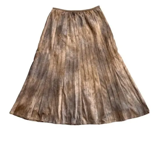 Nic+Zoe Faux Suede brown midi pleated skirt size 2 Excellent preowned