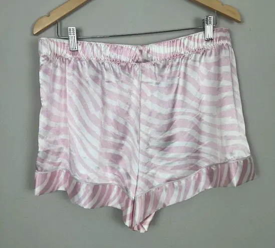 Victoria's Secret Victoria Secret Satin Pajama Shorts XL Pink White Zebra Stripe Silky Pull On New