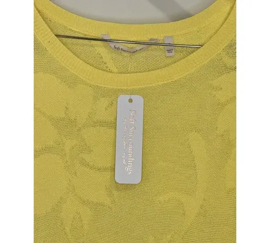 Soft Surroundings Yellow Garden Wall Pointelle Jacquard Sweater Size XS 2-4 NEW