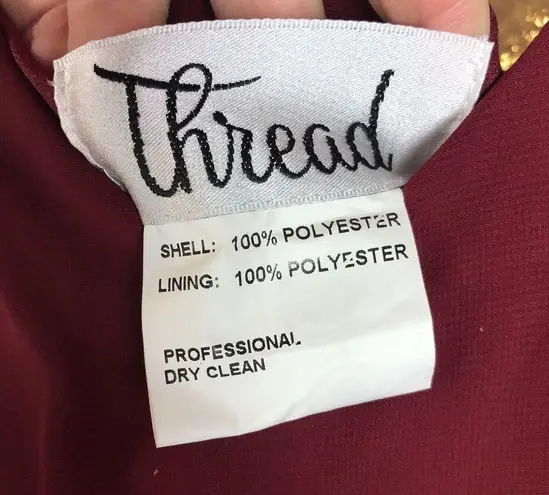 THREAD Bridesmaid Ines Chiffon Sleeveless Gown Burgundy Dessy Collection Size 18 Red