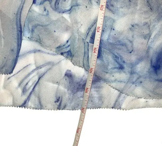 Saylor NWT Annela Sleeveless Tiered Ruffle Midi Dress M in Marble Blue White